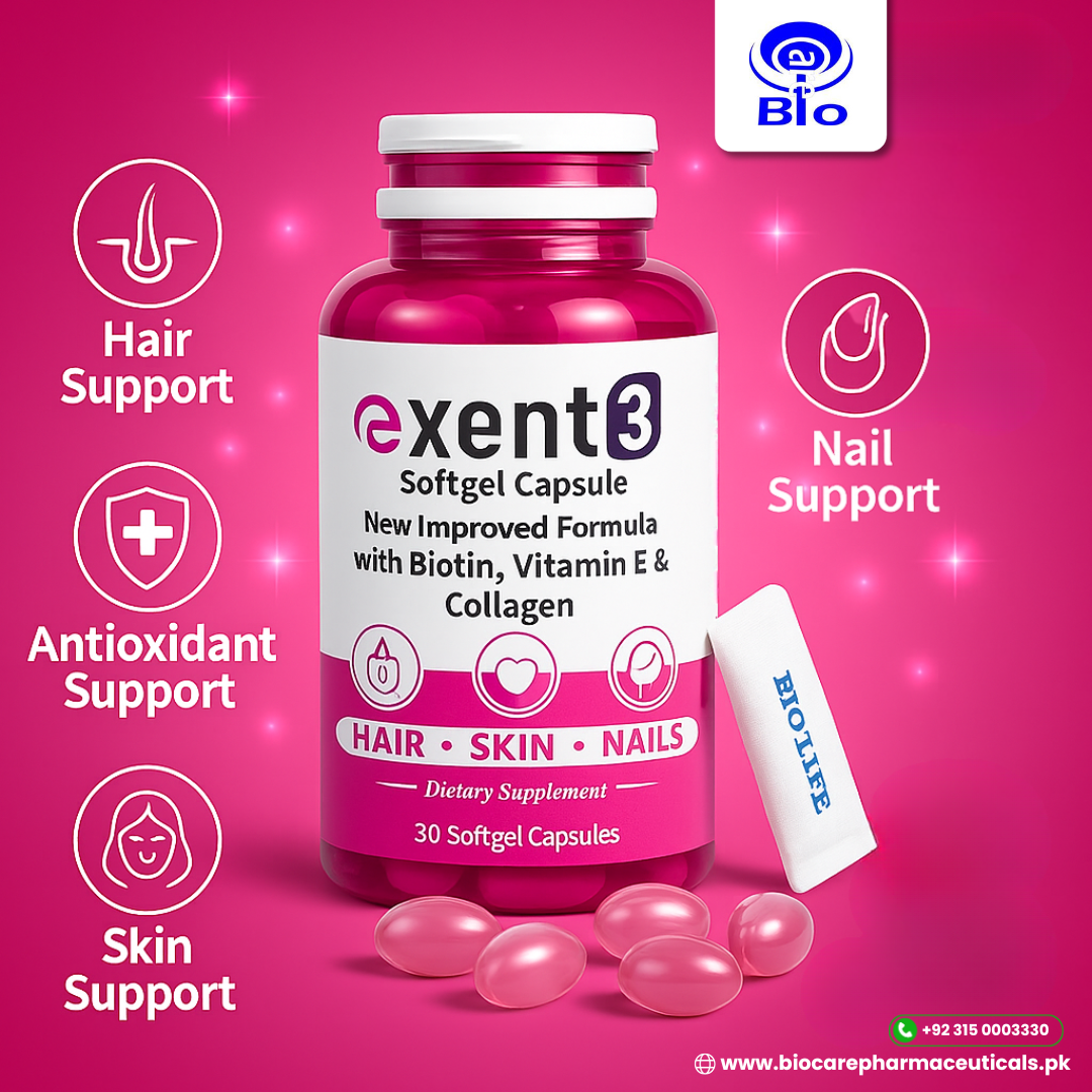 Exent-3 Softgel (Biotin + Vitamin E + Collagen)